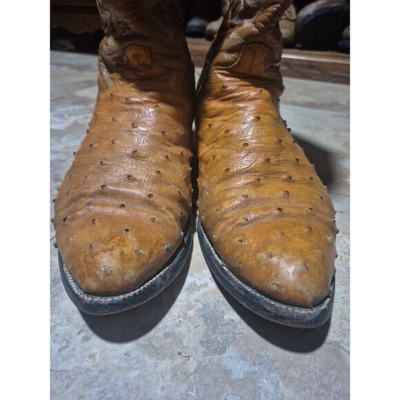 PANHANDLE SLIM  Ostrich Men\'s Boots Size 11.5D Cowboy Leather Brown Western main image 6